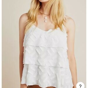 Womens Anthropologie AMADI tiered cami white tank top Sz S